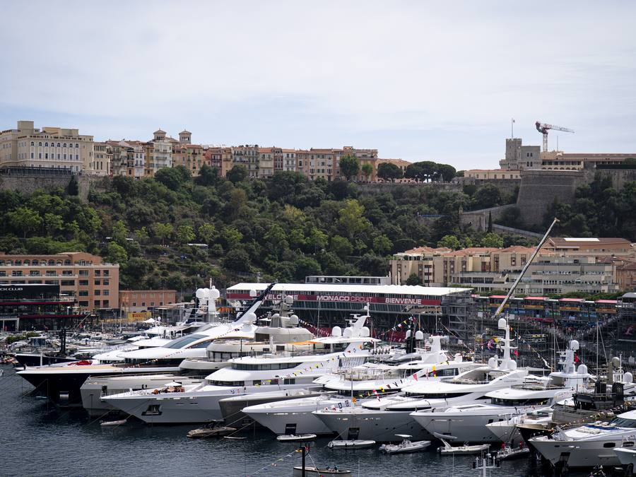 Superyachts in Port Hercule, Monaco, during F1 race weekend 2026